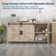 thumbnail image 6 of 60" Farmhouse Buffet Cabinet with Sliding Barn Doors & 4 Drawers – Antique White Rustic Sideboard for Coffee Bar, Dining Room, Living Room, or TV Console – Vintage Wood, 6 of 8