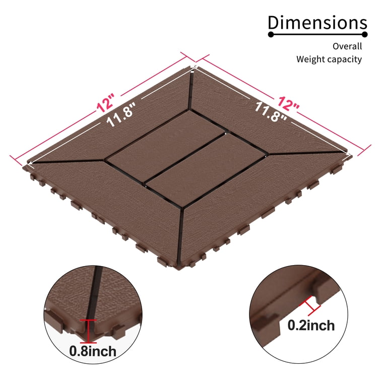 Prilinex 44 PCS Plastic Deck Tiles Outdoor Interlocking Patio