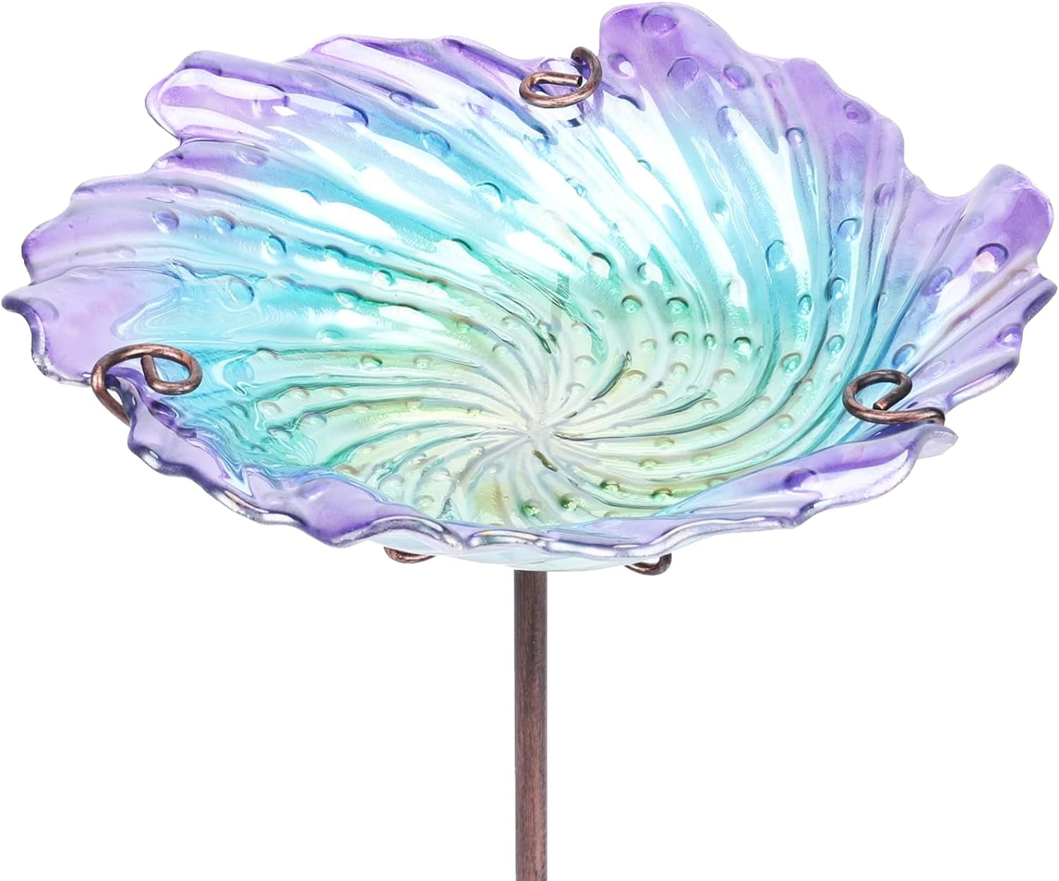 MUMTOP Waterproof Durable Outdoor Glass Bird Baths with Metal Stake Birdbaths