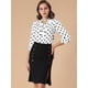 thumbnail image 3 of Blusa Allegra K Día de San Patricio con cuello de Pajarita y puños Elásticos con hombros Descubiertos y lunares Blanco M, 3 of 6