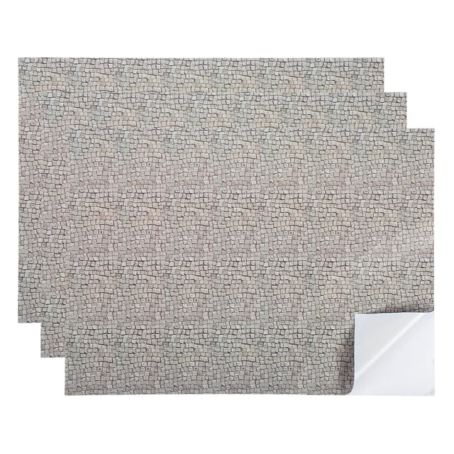 3 Pcs Papier Peint Maison de Poupée, Bardeaux de Toit Auto-Adhésifs (1:64 (Gris Ciment)