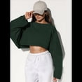 thumbnail image 4 of Sudaderas de Larga con Globo para Mujer, Sudaderas , Cuello Redondo Extragrande Verde Oscuro XS, 4 of 8