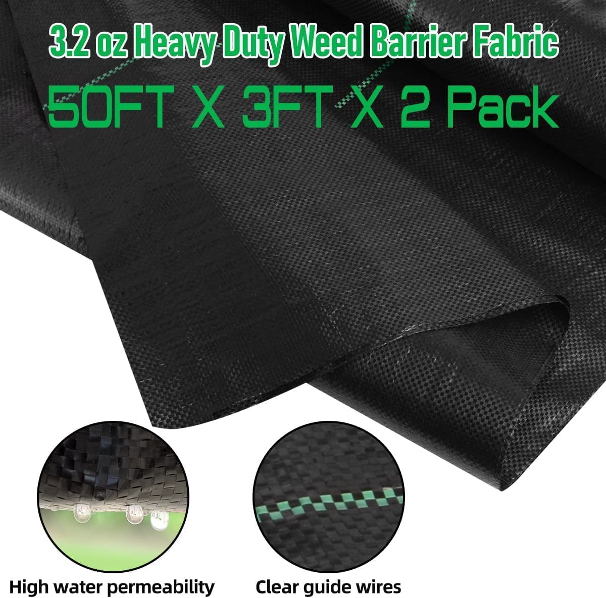 3ft X 100ft Weed Barrier Landscape Fabric Heavy Duty  3.2oz Garden Ground Cover Mat For Control Gardening Plant Beds And Farming