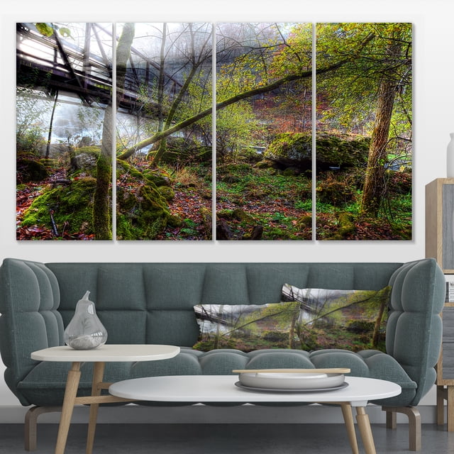 Ruisseau et Pont avec Rayons de Soleil - Impression sur Toile de Photographie de Paysage