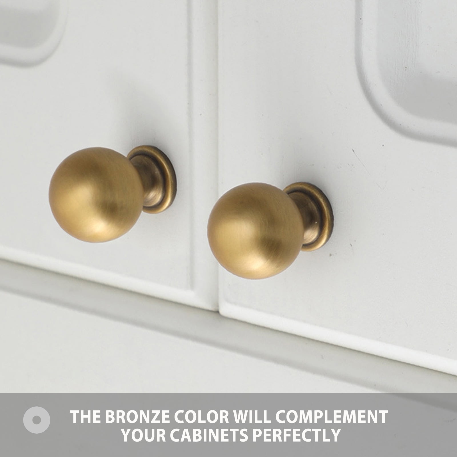 6 Pack Antique Brass Handles and Knobs Round Solid Vintage Antique Brass Finish Kitchen Cabinet Knobs,Ball Cabinet knobs