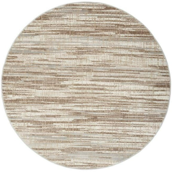 HomeRoots 556024 5 ft. Abstract Non Skid Round Rug, Ivory & Gray