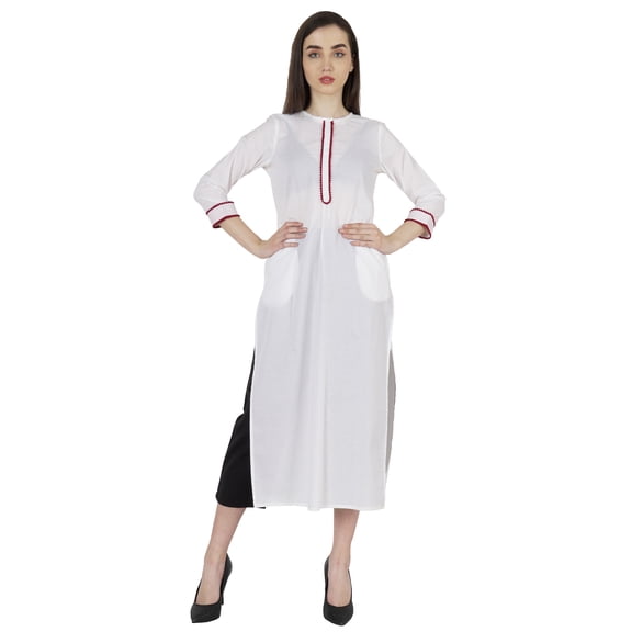 Phagun Casual Wear LongKurtiFor Women's 3/4Sleeves Designer Neck Ethnic Wear Kurta