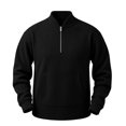 thumbnail image 2 of Fmbrln Mens Quarter Zip Sweatshirt Ribbed Stand Collar Long Sleeve Shirts Fall Winter Solid Color Fashion Casual Pullover Tops with Pocket Black M, 2 of 6