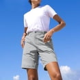 thumbnail image 5 of Yubnlvae Women's Shorts Lightweight Quick-Dry Breathable Zipper Button Sports Elastic Waist Beach 5 Pants with Pockets (Gray 1 | S), 5 of 7
