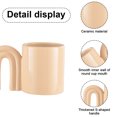 thumbnail image 4 of 400ml personalized solid color door handle ceramic cup modern art mug large capacity breakfast milk coffee cup-Beige, 4 of 5