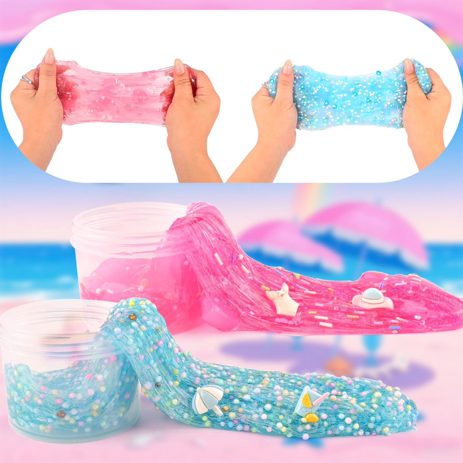 6 Pack Slimes Kit, Pink Slime, Cloud Butter & Clear Slime, Party Favors,Goodie Bag Stuffers,Birthday Gift Ideas Cute Stuff