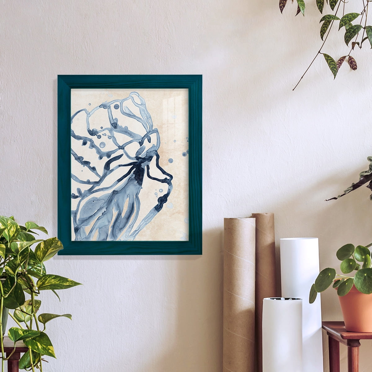 Water Shells I - Framed Print w/glass - Ocean Blue