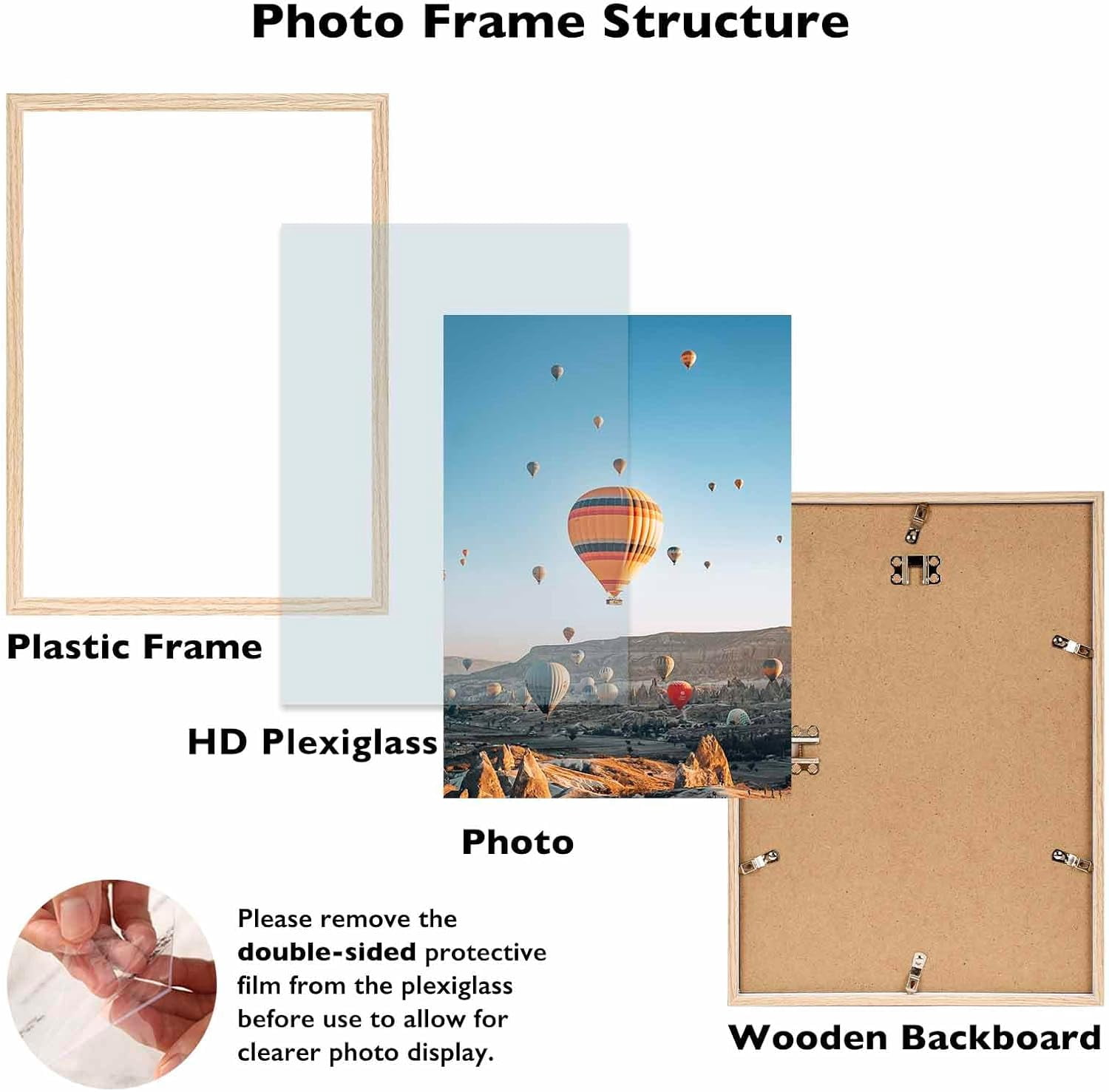 10x14 inch Picture Frame for 30 x 40cm Diamond Art Painting, Horizontal and Vertical Formats for Wall Hanging, 10 x 14 Wall Gallery Poster Photo Frame with Shatter Resistant Plexiglass, Natural