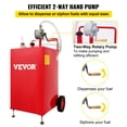 thumbnail image 3 of VEVOR Caddy de combustible de 30 galones, tanque de almacenamiento de combustible en 2 ruedas, Caddy de gas portátil con bomba de transferencia manual, contenedor de combustible diesel de gasolina pa, 3 of 9