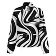thumbnail image 5 of Jackets for Women Winter Coat Jackets Flannel Stand Collar Jacket(Black White Swirling Abstract Art,Size:S-4XL), 5 of 7