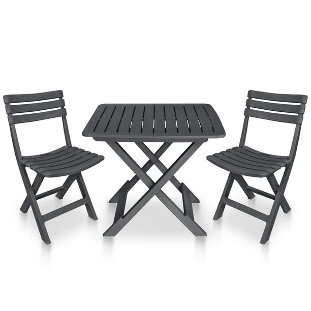 Dioche 3 Piece Folding Bistro Set Plastic Anthracite Outdoor Furniture Sets Com Dioche 3 Piece Folding Bistro Set, Garden Bistro Sets
