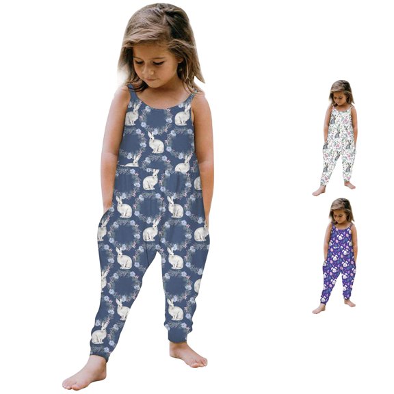 Vrotazzy Girls Romper & Jumpsuit for Toddler Girls | 1 Piece Floral Cartoon Playsuit with Straps Ideal Summer Outfit for Kids