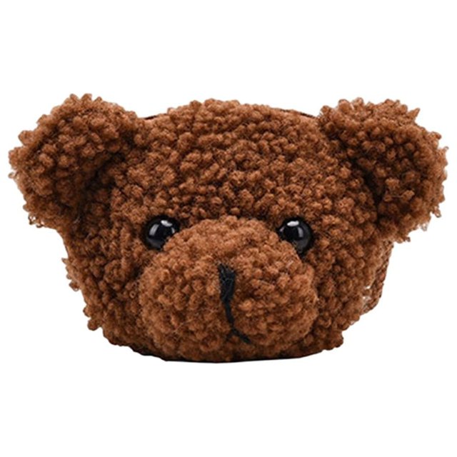 Bolso bandolera de peluche con forma de oso, bonito y versátil, resistente y suave, para mujer. Marrón