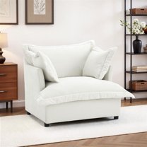 UIXE Cloud Accent Chair, Chenille Oversized Armchair Upholstered Reading Chair for Living Room, Modern Single Sofa Deep Seat Bedroom Lounge Chair - Beige