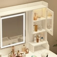 thumbnail image 5 of HSUNNS Vanity Desk with Mirror and 3 Color Lights, Fashion Vanity Table with 2 USB Ports and Outlets, Makeup Vanity Desk with 6 Drawers and 2 Glass Doors for Bedroom, White, 5 of 7
