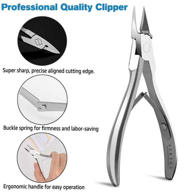 FERYES Toenail Clippers Straight Blade for Thick Toenails, Nail Clippers for Thick and Ingrown Nails - High Temperature Forging Stainless Steel Toe