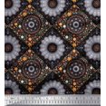 thumbnail image 1 of Soimoi Satin Silk Fabric Floral Mandala Printed Fabric 1 Yard 42 Inch Wide, 1 of 3