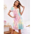 thumbnail image 3 of Oudiya Women Button Down Nightgown Short Sleeve Nightshirt V Neck Sleepwear Pajama Dress, S-3XL, 3 of 6