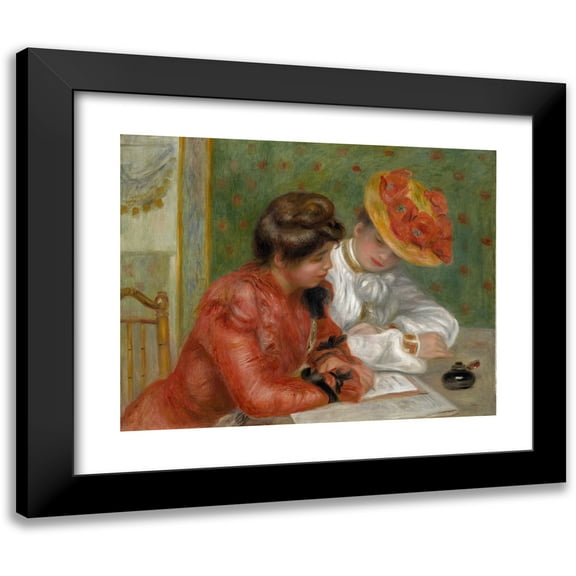 Pierre-Auguste Renoir 14x12 Black Modern Framed Museum Art Print Titled - The Letter (C. 1895-1900)