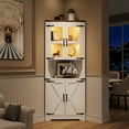 thumbnail image 5 of Danolapsi 67" Tall Corner Storage Cabinet with Lights, Farmhouse Corner Hutch Display Cabinet with Glass Doors, Wooden Storage Organizer for Kitchen, Living Room, Bathroom, 5 of 7