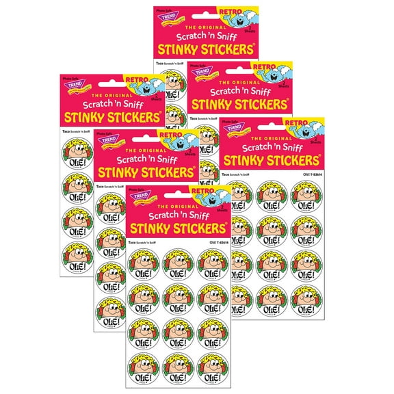 Trend Enterprises T-83614-6 Ole Taco Scented Stickers - 24 Count - Pack of 6