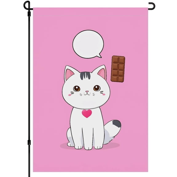 Love Cat Cartoon Style Durable House Flags for Outdoor Lawn Decoration - Kitten Cute Cat Double-Colored Hanging Decoration Fluffy Cat Washable Outdoor Garden Flags - 28x40inch