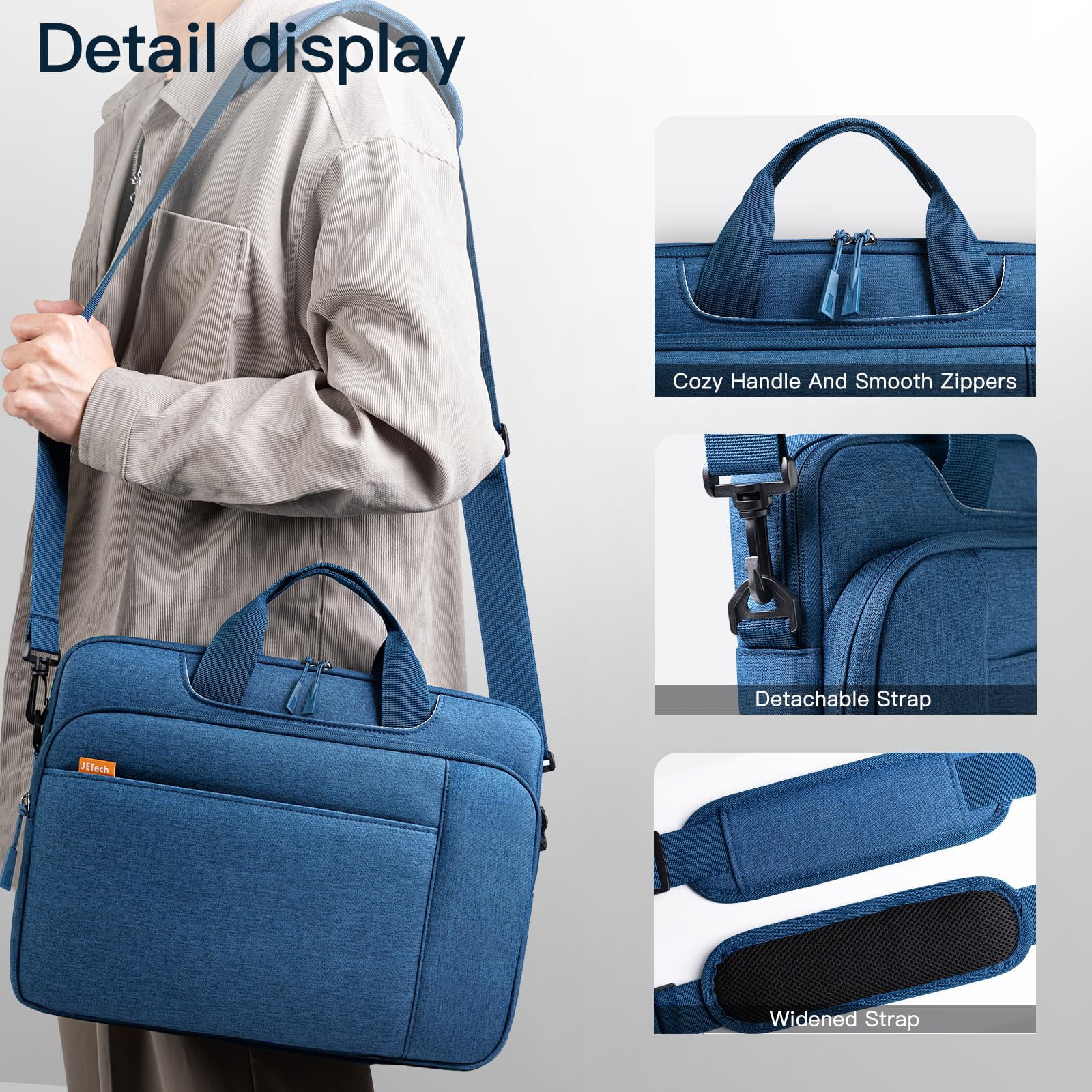 JETech Laptop Bag Case for MacBook Neo (A18 Pro), MacBook Air/Pro, Surface Book, HP Pavilion (Deep Navy)