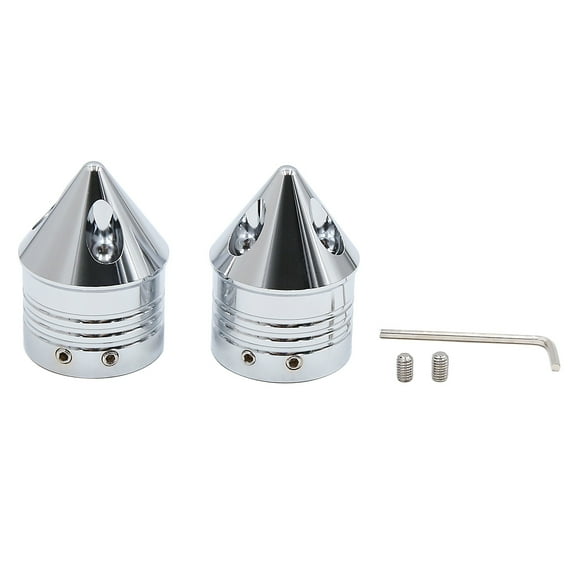Unique Bargains 2pcs Chrome Plating Cone Designed Motorcycle Front Axle Cap Cover for Harley