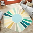 thumbnail image 5 of CAROMIO Boho Area Rug Washable Rug Sun Print Area Rug Modern Abstract Area Rug Bohemian Distressed Throw Rugs, 4.6' x 4' Blue, 5 of 7