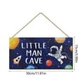 thumbnail image 3 of Little Man Cave Sign Space Boys Room Decor, Astronaut Theme Bedroom Nursery Decor Hanging Wall Art, Wooden Plaque Outer Space Decor for Toddler Boys Room Kids Playroom Decorations, 3 of 8