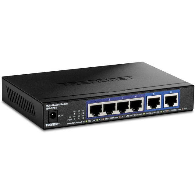 TRENDnet Switch 6 Ports 10G, 4 x 2.5G Ports RJ-45 Base-T, 2 x 10G Ports RJ-45, Capacité de Commutation 60Gbps, Montable au Mur, Connexion Réseau 10 Gigabit