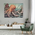 thumbnail image 2 of ONETECH  Heavy Duty Cool Asian Japanese Ukiyoe Octopus Koi Great Waves Artistic Unique Monster Painting Tapestry Wall Hanging with Accessories, Home Dorm Bedroom Wall Art Décor, 2 of 7
