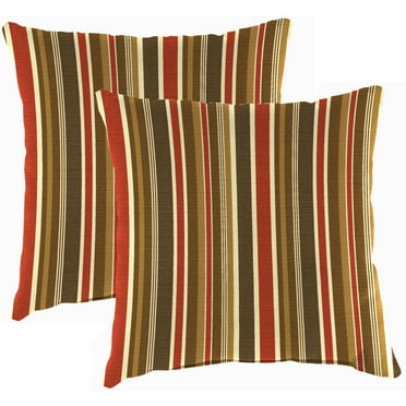 Jordan Manufacturing Sunbrella 18" x 18" Brannon Redwood Multicolor Stripe Square Outdoor Throw Pillow (2 Pack)