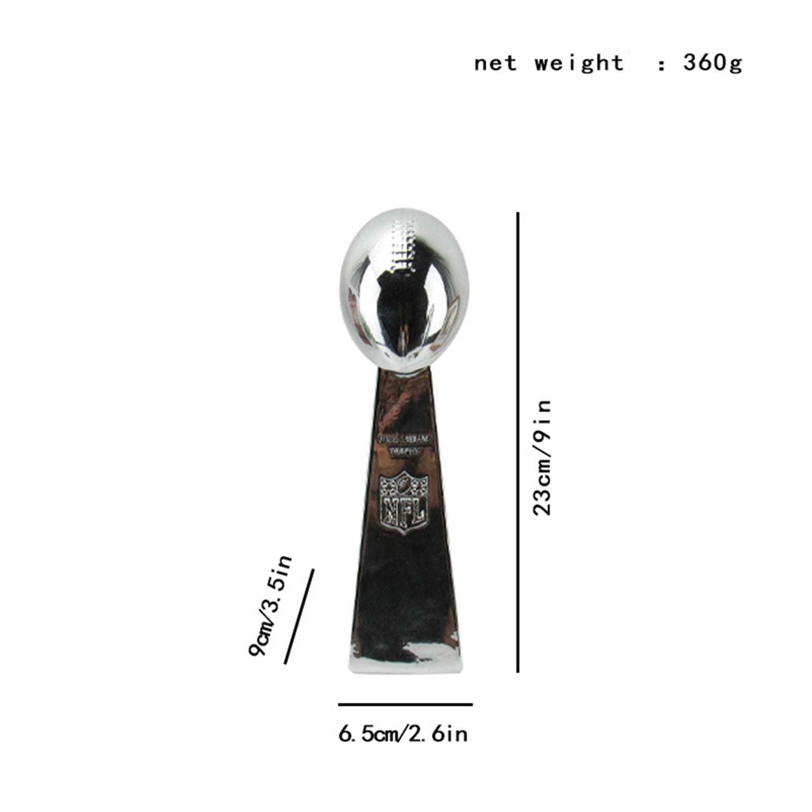 SUSANMAISON 23/34/56cm Designs Fantasy American Football Trophy Chrome Replica Championship Trophy First Place Winner Award for League,silver