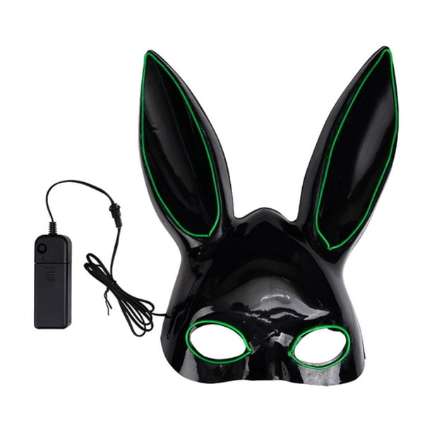 Máscara de conejo luminosa, máscara de Pascua con luz LED, máscara de conejo de orejas largas para fiestas temáticas de Halloween y teatros elegantes Naranja
