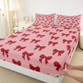 thumbnail image 3 of Manfei Red Princess Bowtie Fitted Sheet Queen,Coquette Bow Bedding,3-Piece,1 Fitted Sheet and 2 Pillowcases, 3 of 6