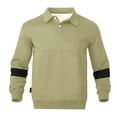 thumbnail image 3 of Xzbqbs Long Sleeve Shirts for Men Casual Loose Fit Polo Shirts Button Fashion Color Block Lightweight Collared Work Pullover Shirts, 3 of 8