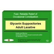 Sani-Supp Glycerin Suppositories Adult Laxative, 10 Count