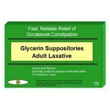 Sani-Supp Glycerin Suppositories Adult Laxative, 10 Count