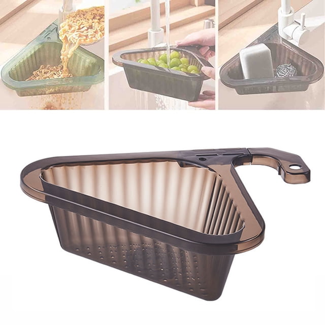 Drain Rack for Kitchen Retractable Handle Shelving Organizer for All-Purpose Drain Shelf with Multifunctional Corner Design Triangle Filter Rack for Kitchen and Bathroom