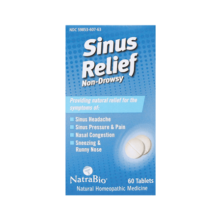 NatraBio Sinus Relief Non-Drowsy 60 Tabs (Best Over The Counter Sinus Pressure Relief)