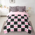 thumbnail image 2 of Feelyou Girly Pink Pumpkin Twin Bedding Sets 7-Piece, Happy Sugar Halloween Bedding Comforter Set, Cartoon Buffalo Plaid Reversible Sheet Sets, Breathable Home Decor, 2 of 7