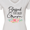 thumbnail image 4 of Inktastic Blessed to Be Called Gram with Beautiful Pastel Flowers Women's V-Neck T-Shirt, 4 of 5