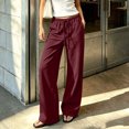 thumbnail image 3 of Bixock Women Pajamas Pants Loungewear Pants Solid Color Long Pajama Pants Straight Leg Elastic Drawstring Waist Side Pockets Soft Homewear Indoor Sleepwear Trousers Women Clothings, 3 of 5
