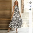 thumbnail image 2 of Summer beach vacation casual halter neck printed dress, 2 of 5